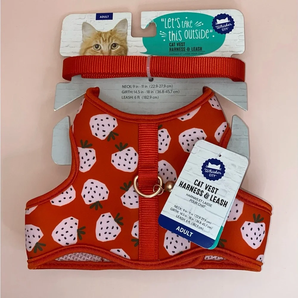 Strawberry Cat Vest Harness and Leash